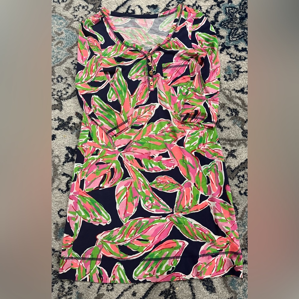 Bright Navy In The Vias Palmetto Dress size small Lilly Pulitzer